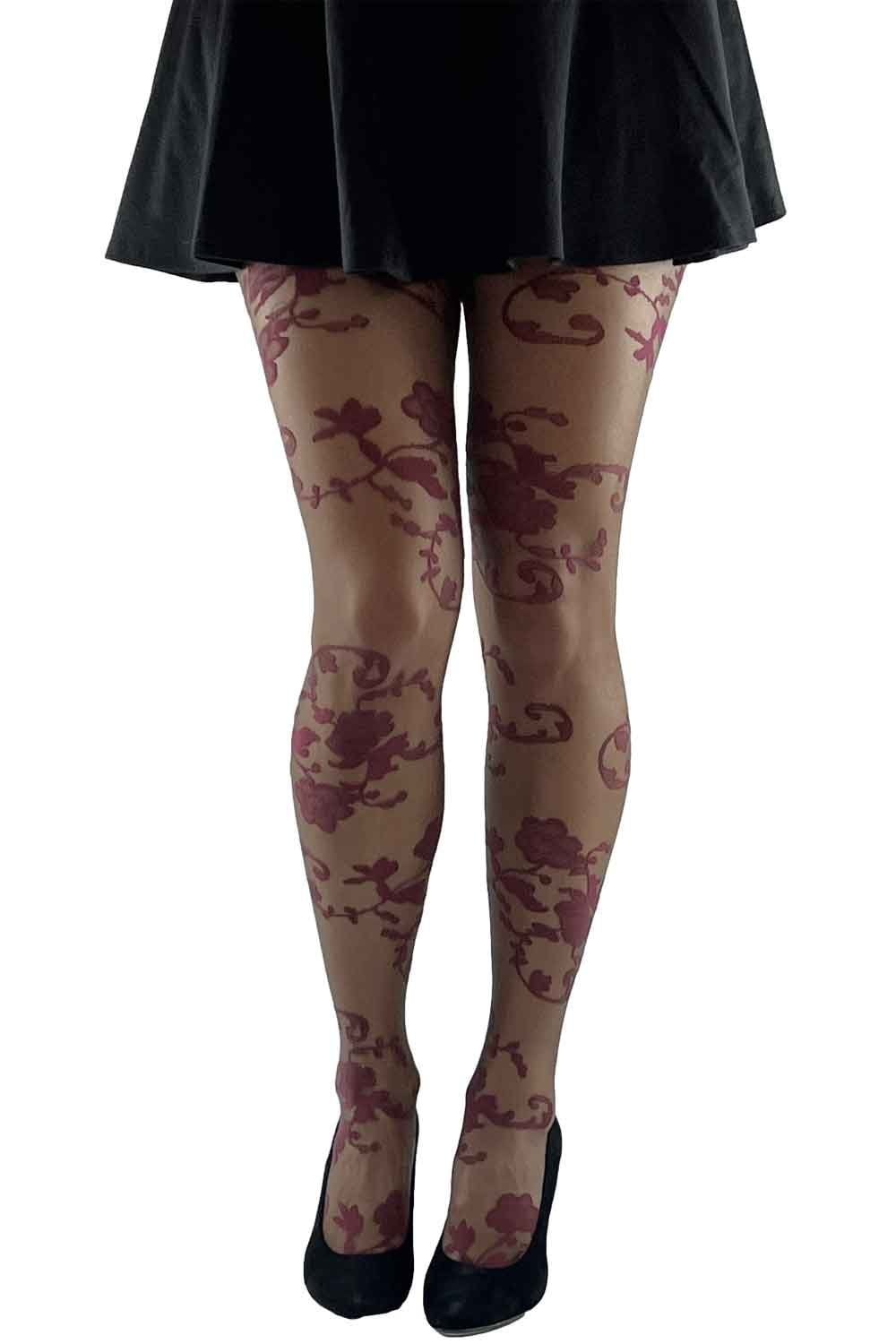 Lace Flower Two Tone Tights 1128