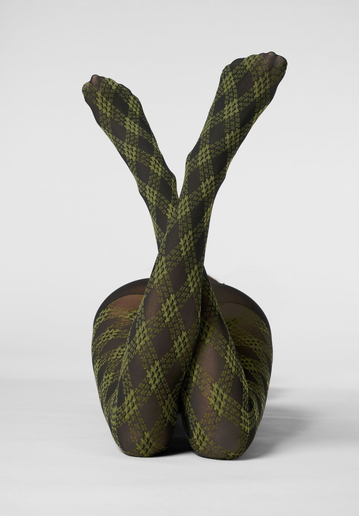Semi-Opaque Tights Urban Grid 40 - Black and Green