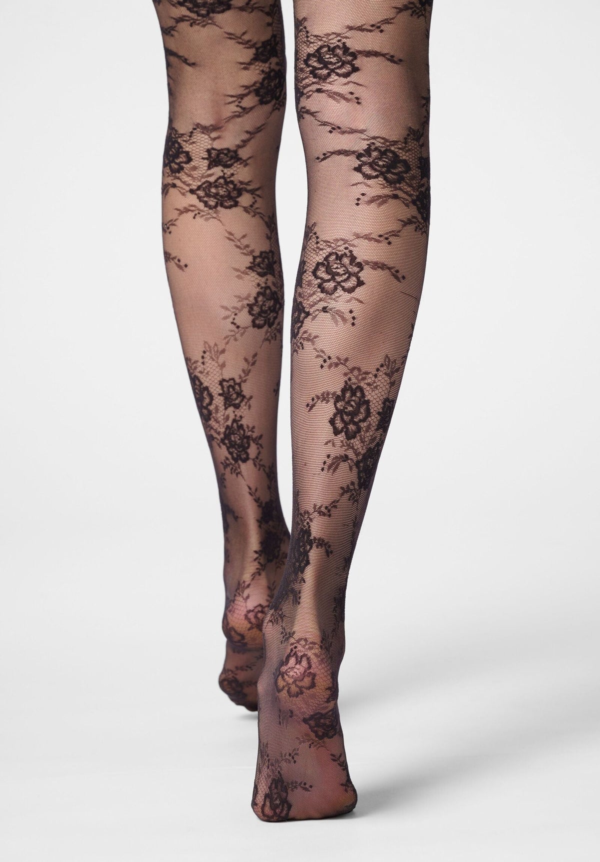 Pure Lace 20 Floral Sheer Tights - Black