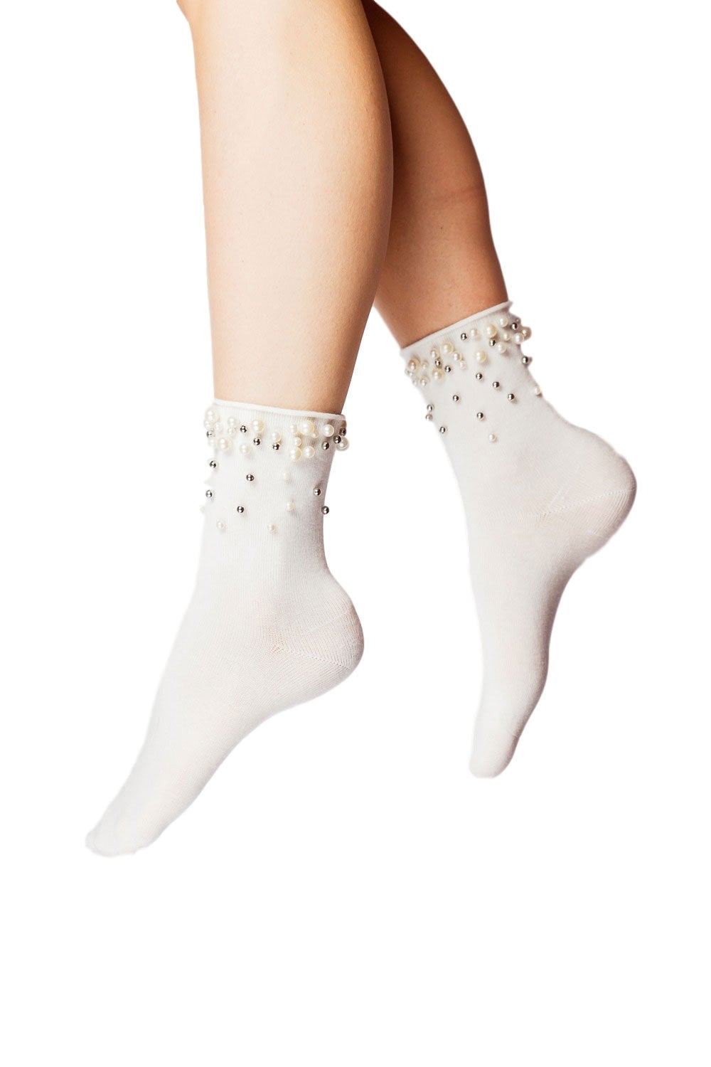 Plain Knit Beaded Ankle Socks 467