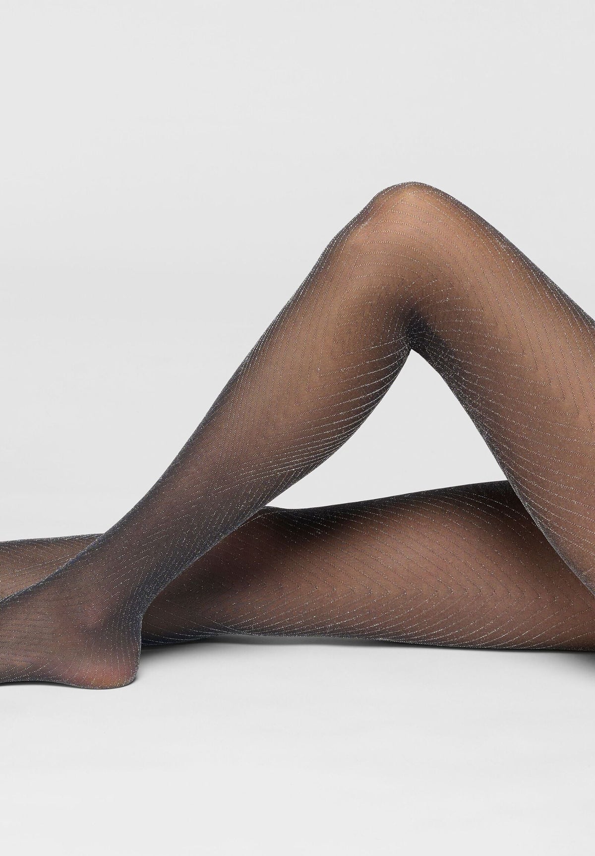 Lamé Tights with Raised Motif Spark Texture - Black