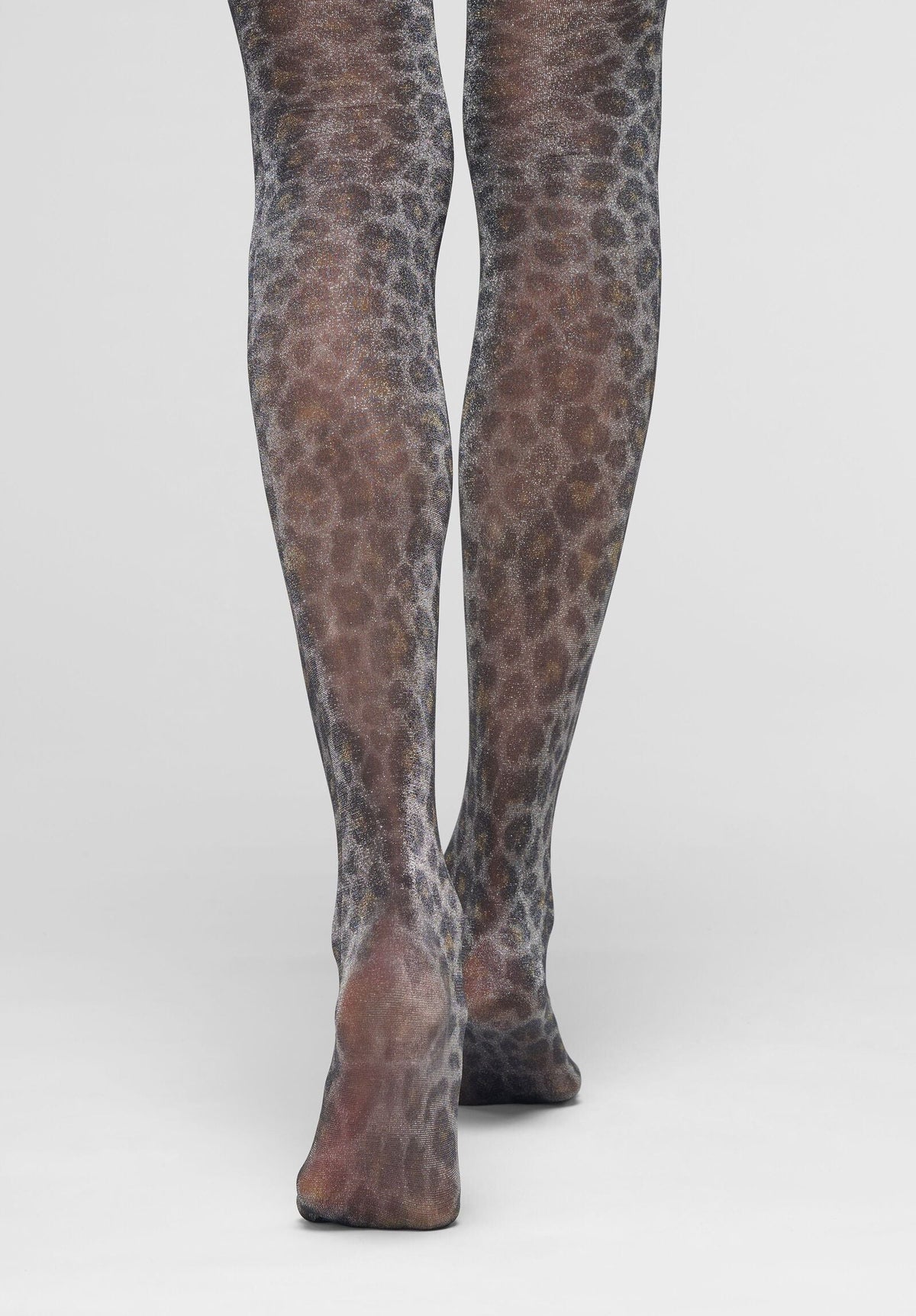 Lamé Tights with Luxe Leopard Print 40 - Black