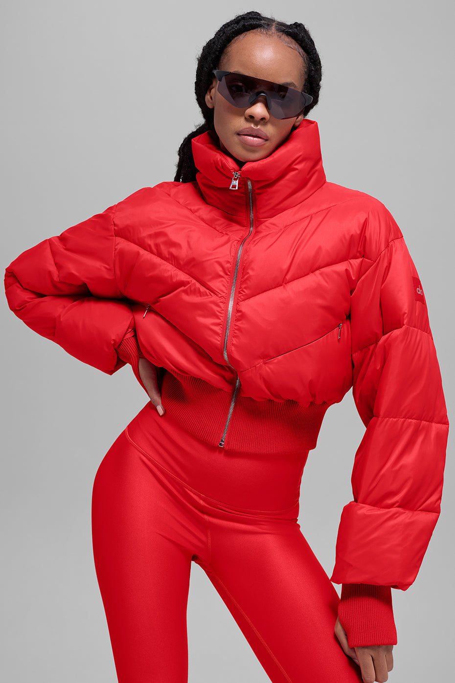 Cropped Atmosphere Puffer - Bright Red