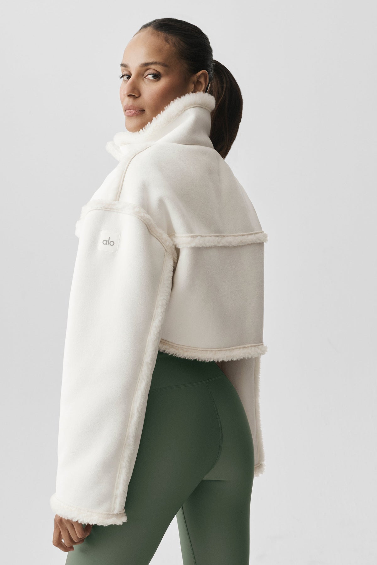 Faux Shearling Snowfall Cropped Jacket - Ivory